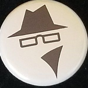 Invisible Man Hat Glasses Black & White Pin